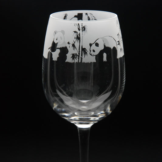 Panda Crystal Wine Glass - Hand Etched/Engraved Gift
