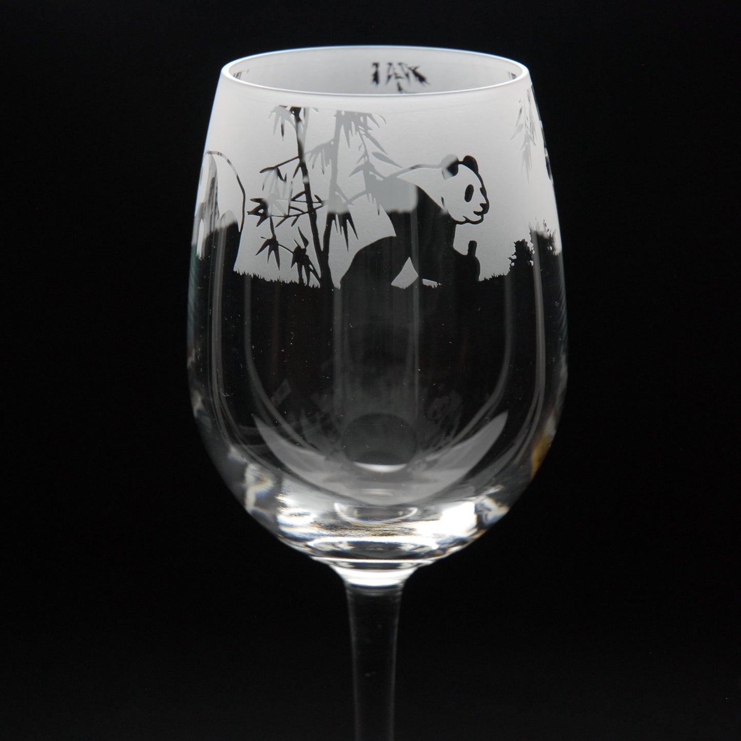 Panda Crystal Wine Glass - Hand Etched/Engraved Gift