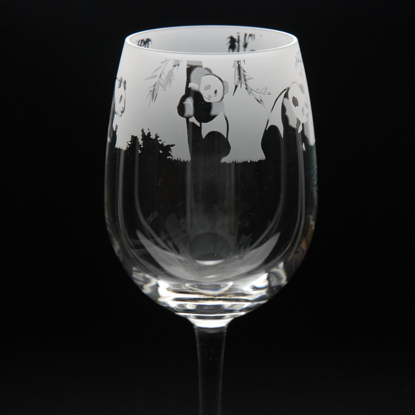 Panda Crystal Wine Glass - Hand Etched/Engraved Gift
