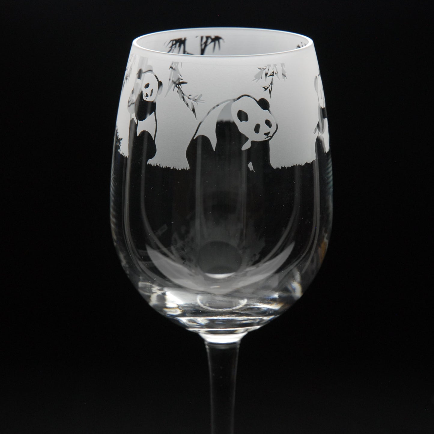 Panda Crystal Wine Glass - Hand Etched/Engraved Gift