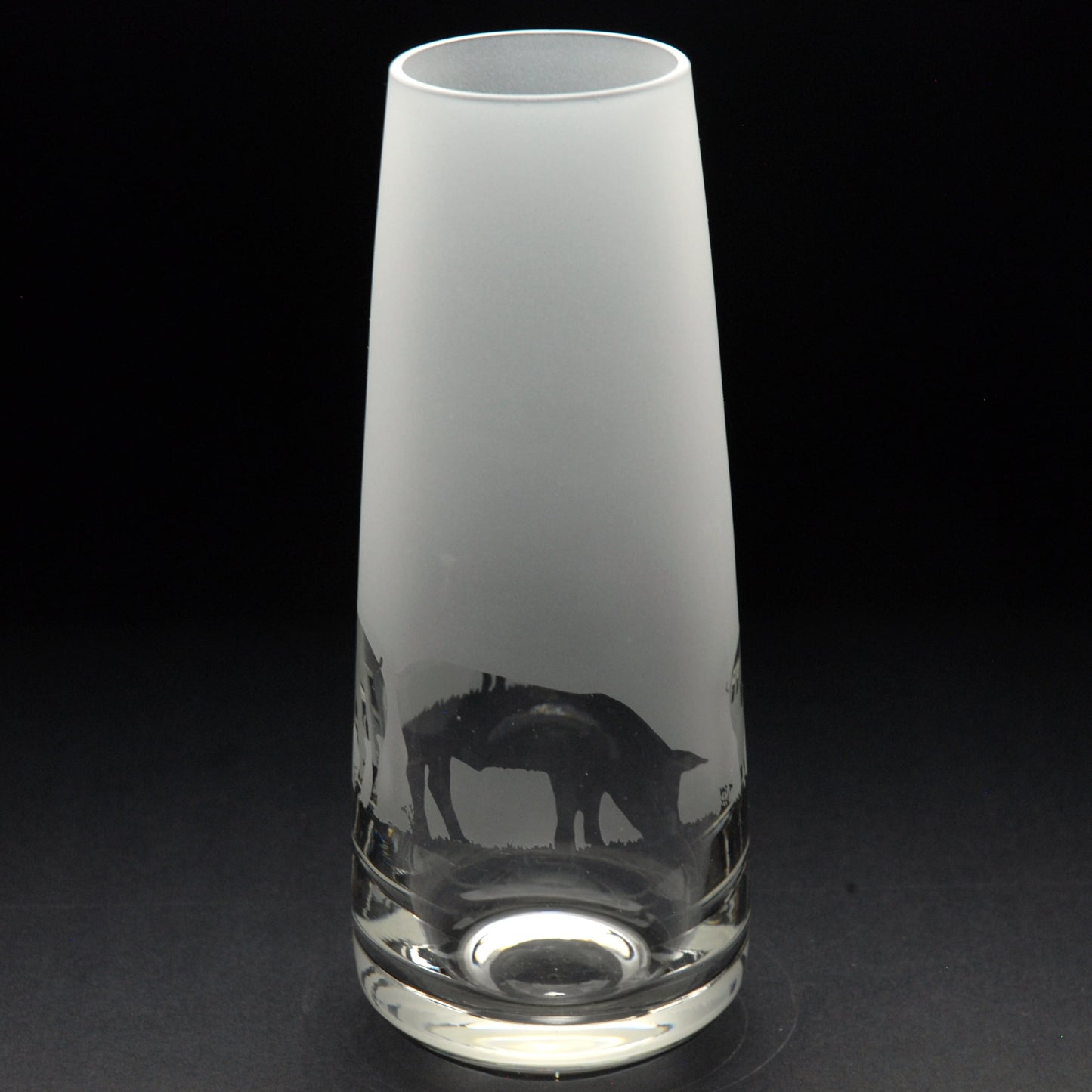 Pig Glass Bud Vase - Hand Etched/Engraved Gift