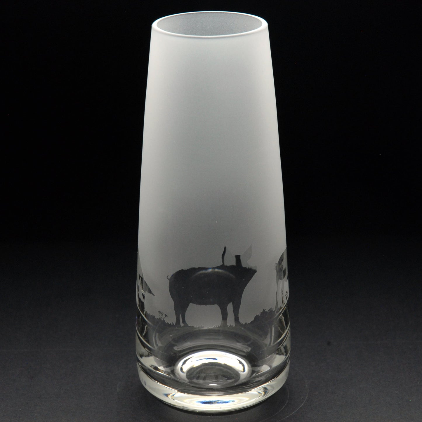Pig Glass Bud Vase - Hand Etched/Engraved Gift