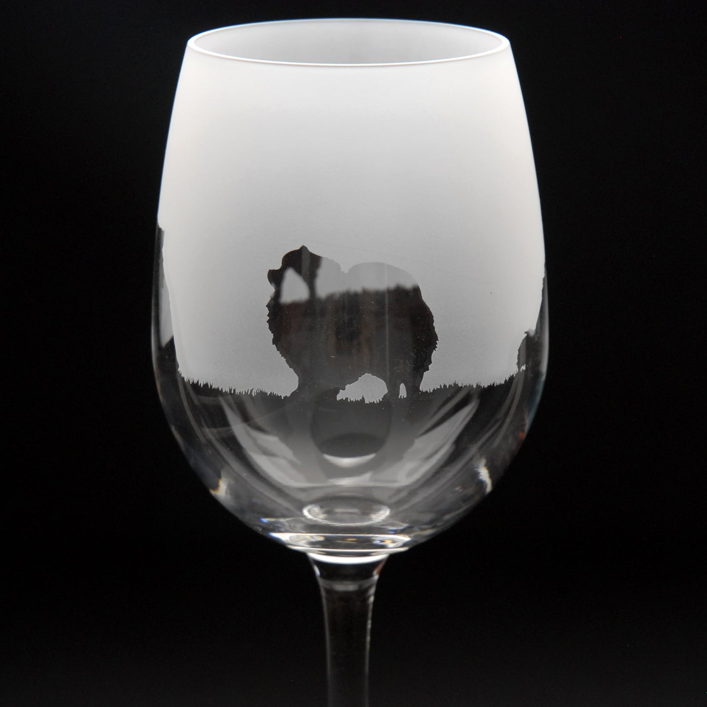 Pomeranian Dog Crystal Wine Glass - Hand Etched/Engraved Gift