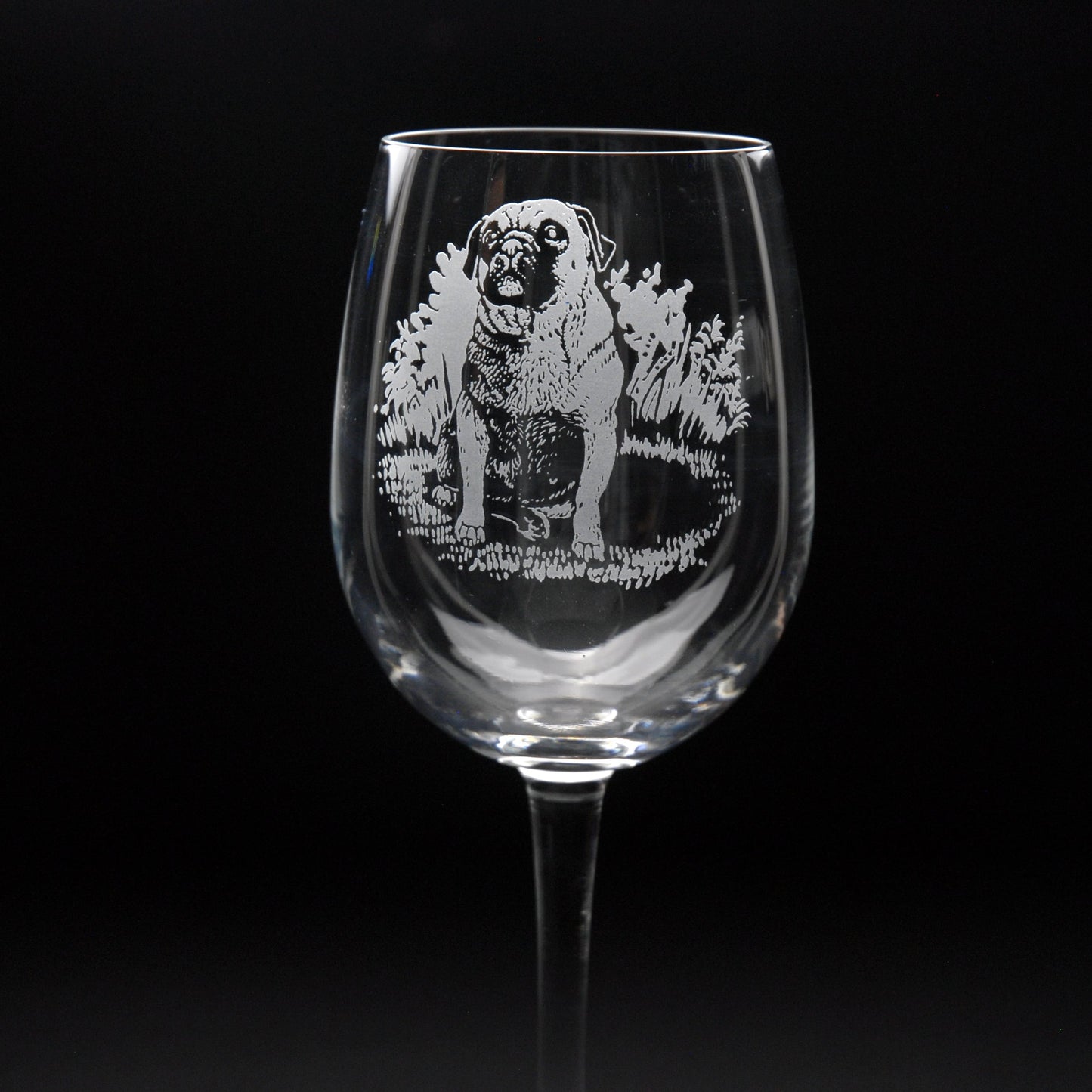 Pug Dog Crystal Wine Glass - Hand Etched/Engraved Gift