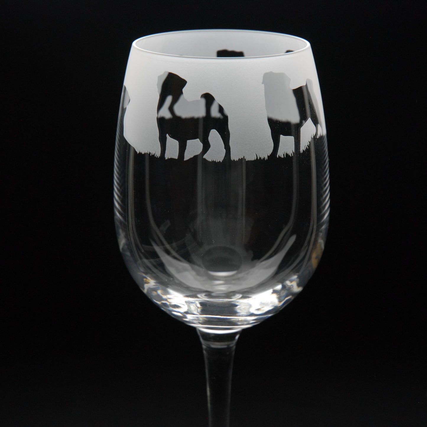 Pug Dog Crystal Wine Glass - Hand Etched/Engraved Gift