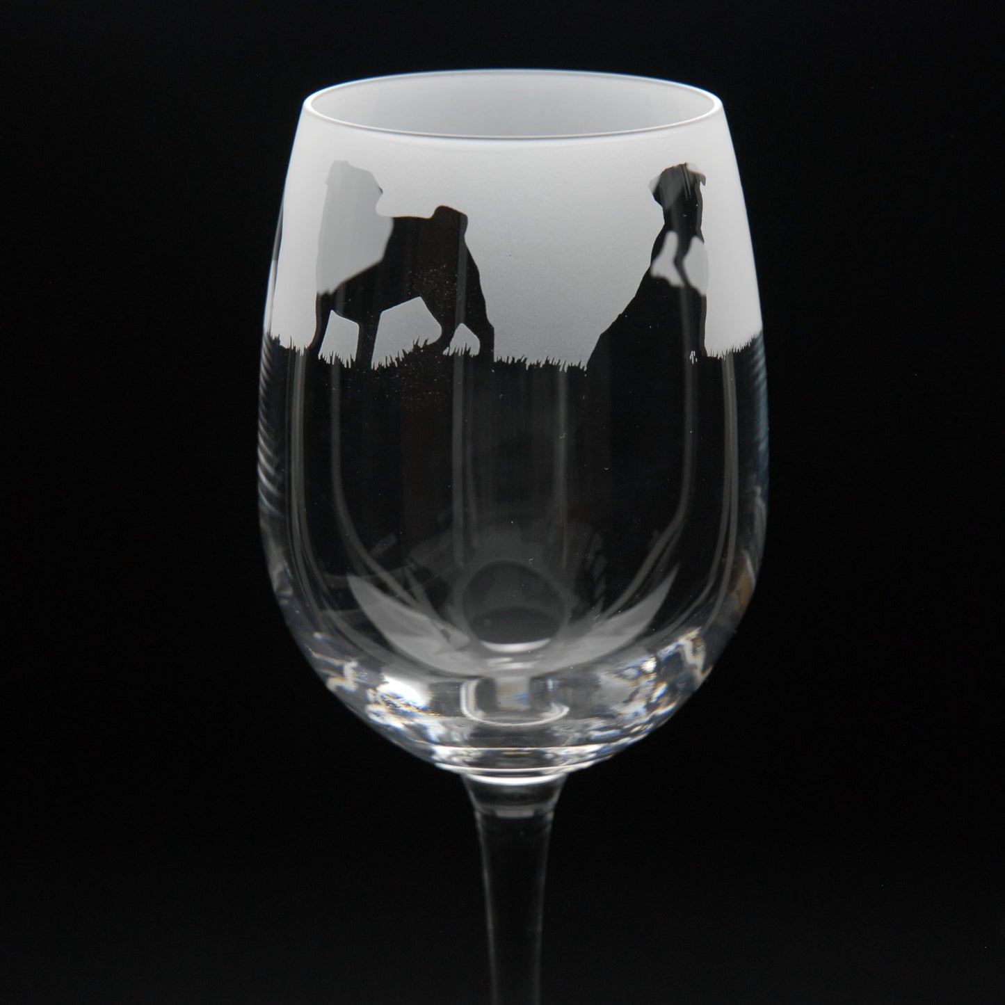 Pug Dog Crystal Wine Glass - Hand Etched/Engraved Gift