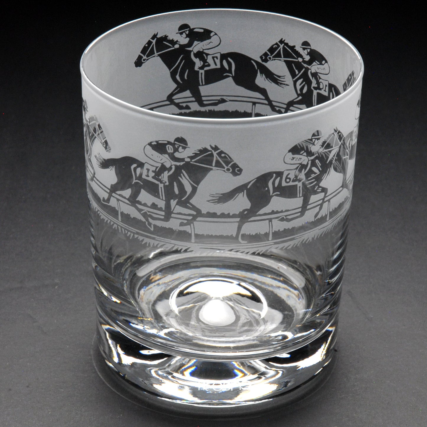 Horse Racing Whiskey Tumbler Glass - Hand Etched/Engraved Gift
