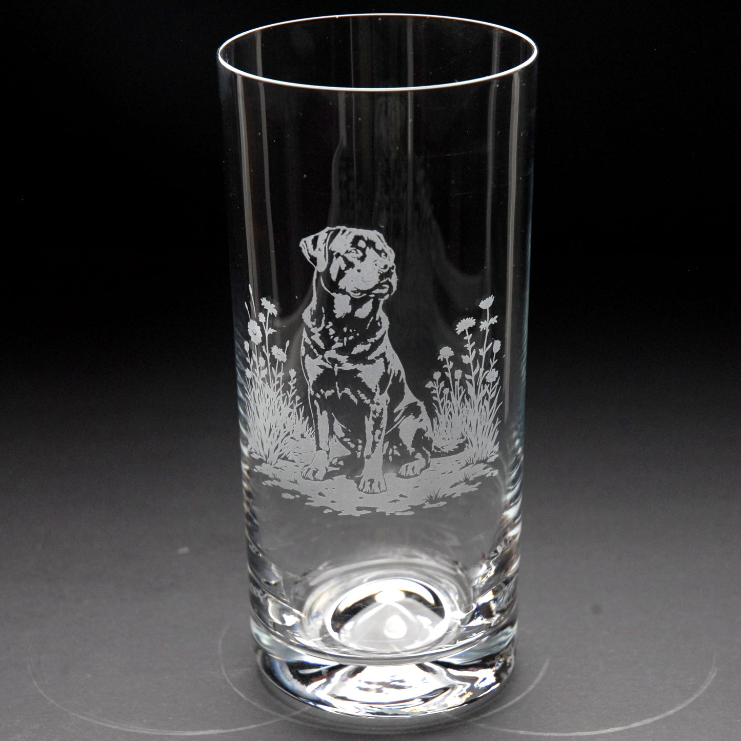 Rottweiler Dog Highball Glass - Hand Etched/Engraved Gift