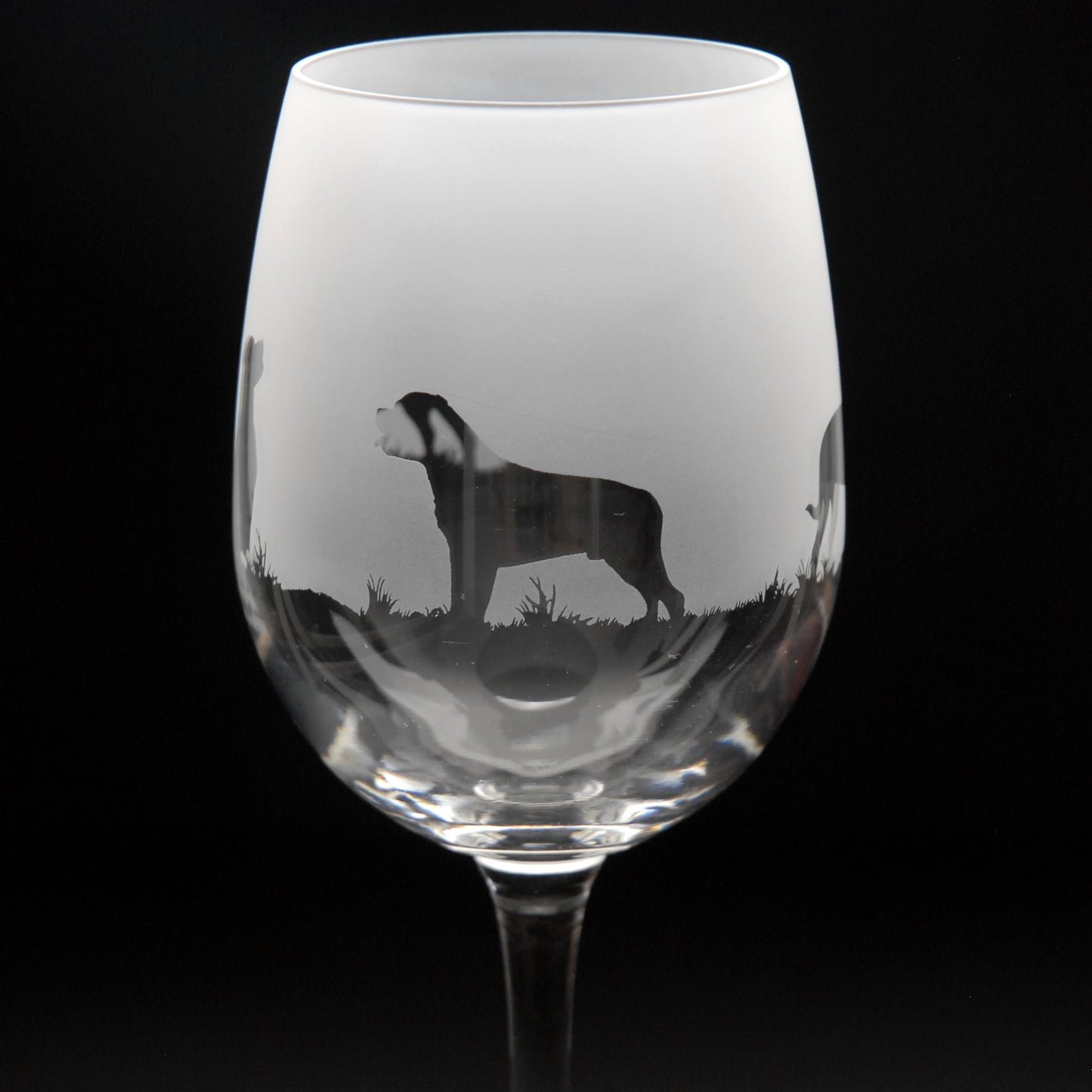 Rottweiler Dog Crystal Wine Glass - Hand Etched/Engraved Gift