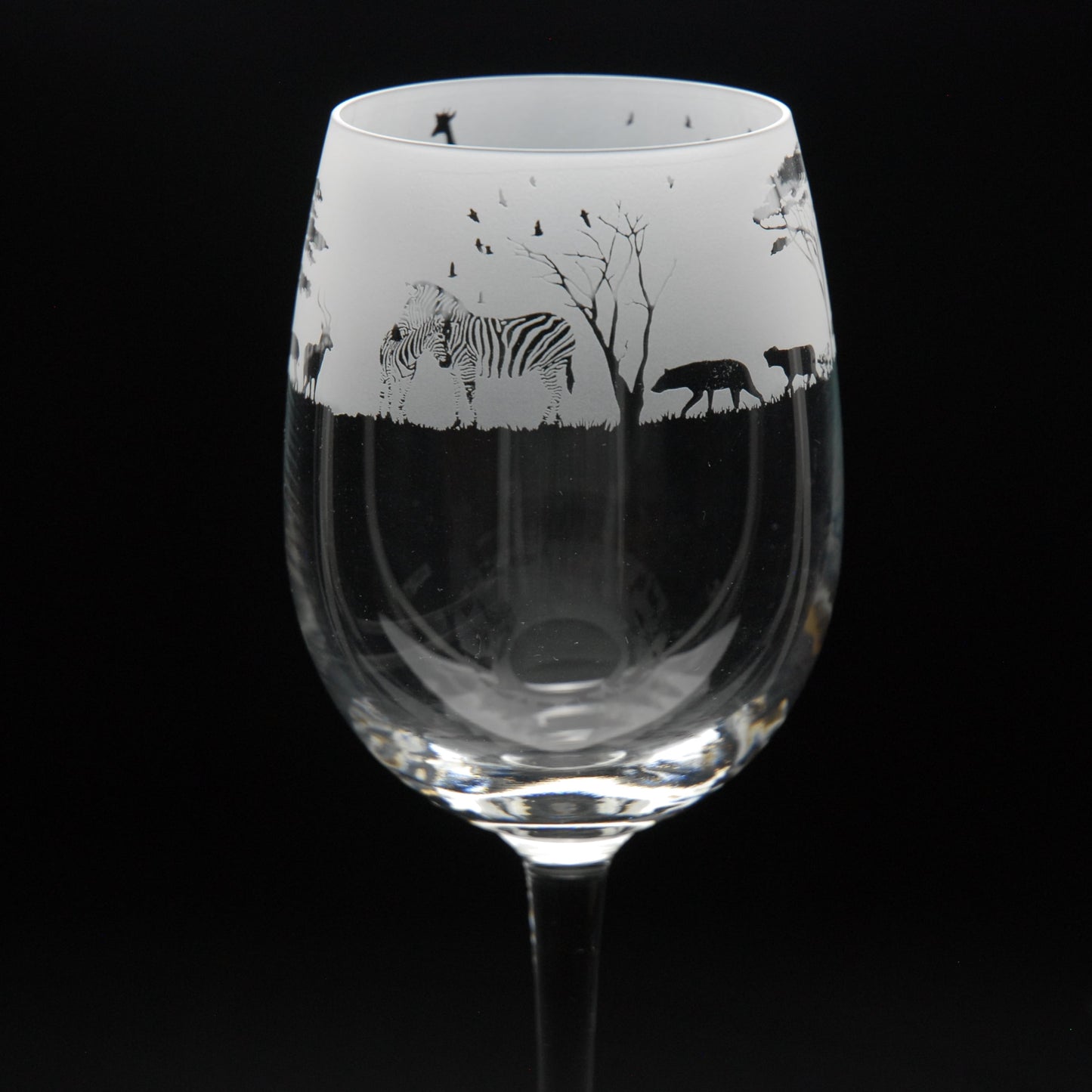 Safari Crystal Wine Glass - Hand Etched/Engraved Gift