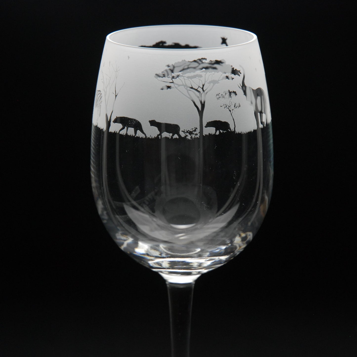 Safari Crystal Wine Glass - Hand Etched/Engraved Gift