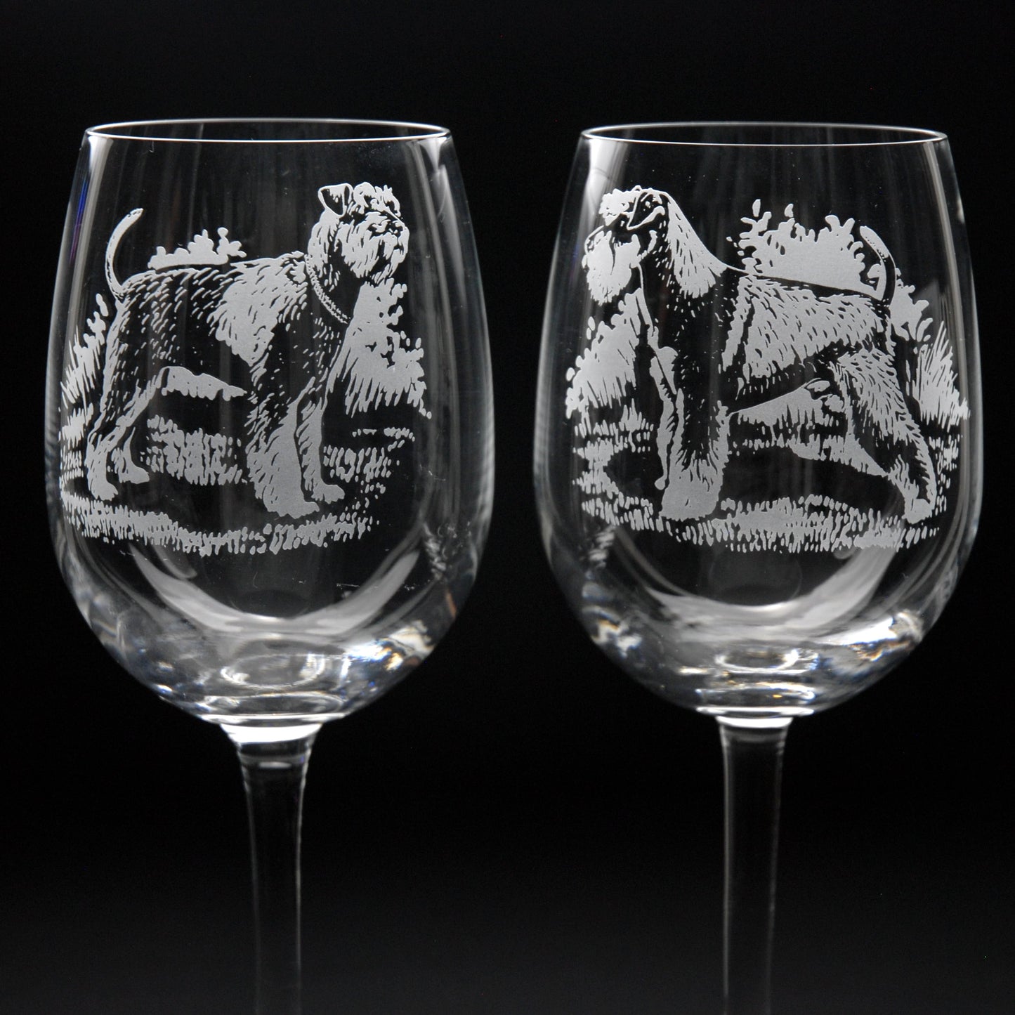 Schnauzer Dog Crystal Wine Glass - Hand Etched/Engraved Gift