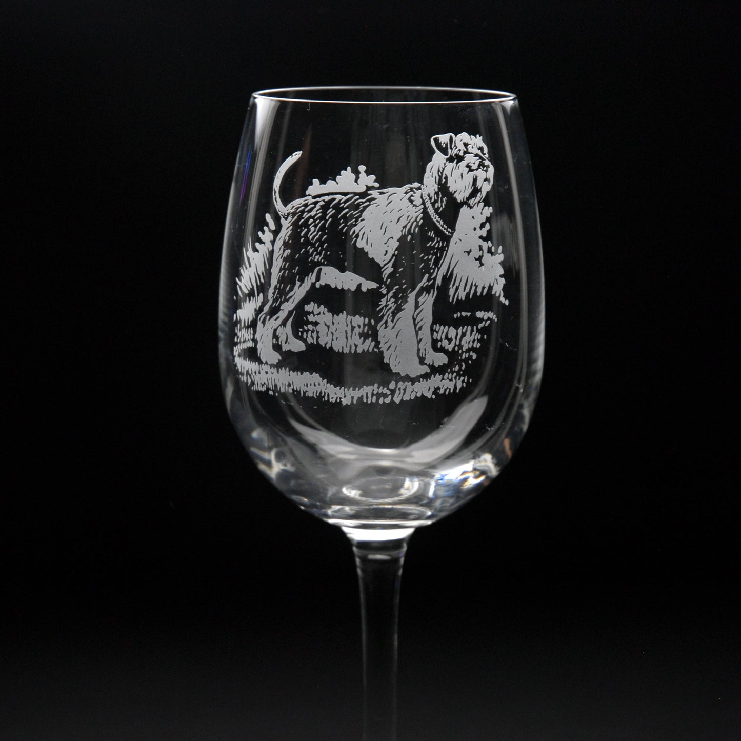 Schnauzer Dog Crystal Wine Glass - Hand Etched/Engraved Gift
