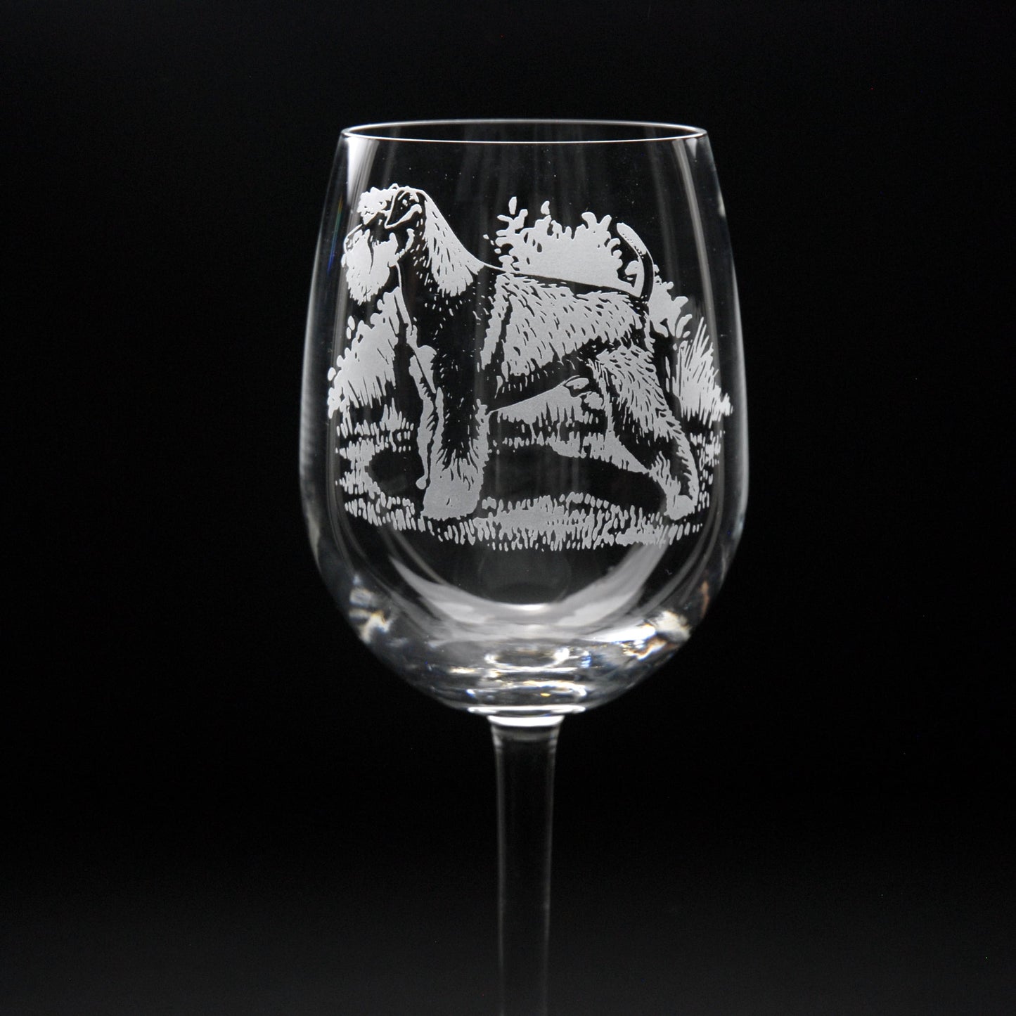 Schnauzer Dog Crystal Wine Glass - Hand Etched/Engraved Gift