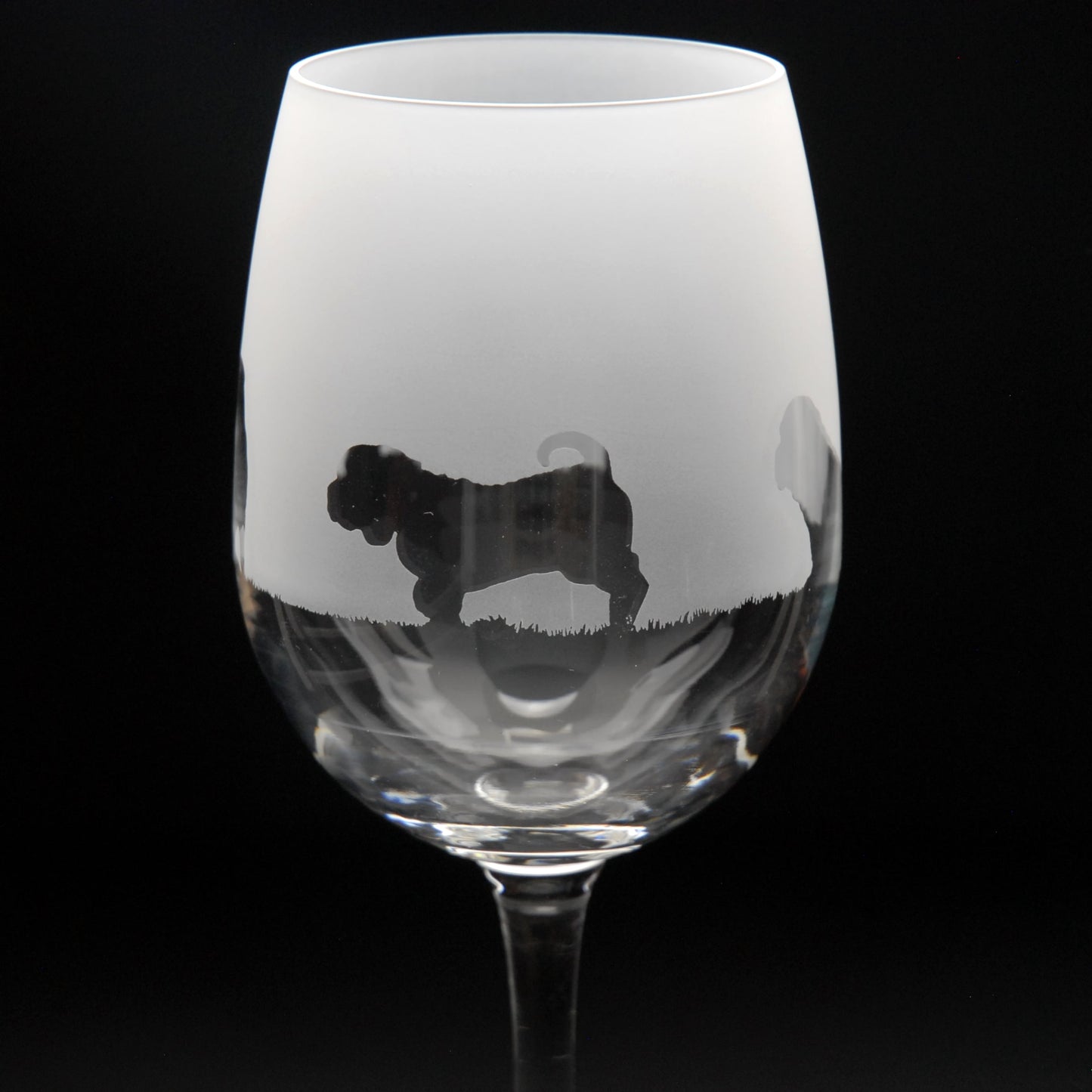 Shar Pei Dog Crystal Wine Glass - Hand Etched/Engraved Gift