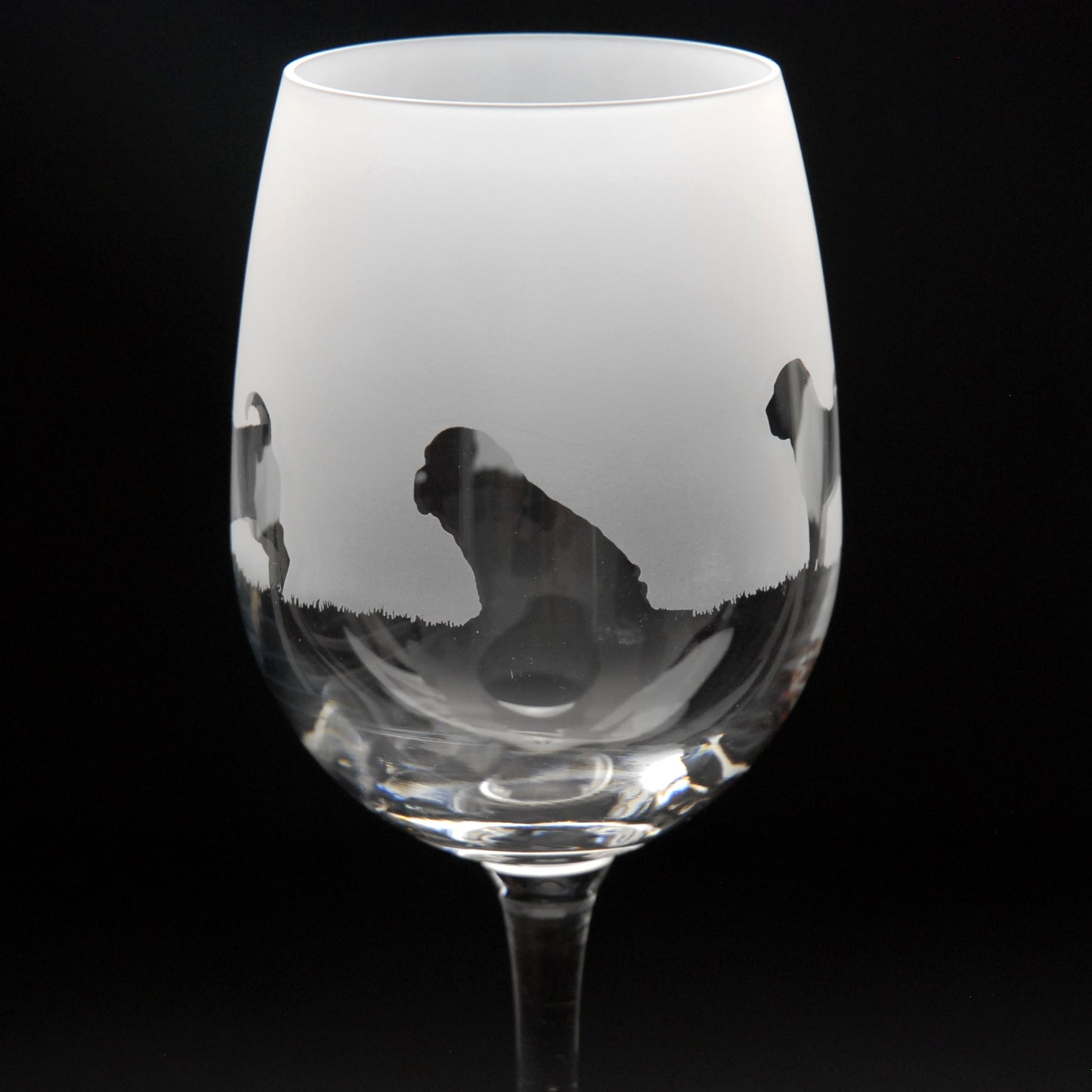 Shar Pei Dog Crystal Wine Glass - Hand Etched/Engraved Gift