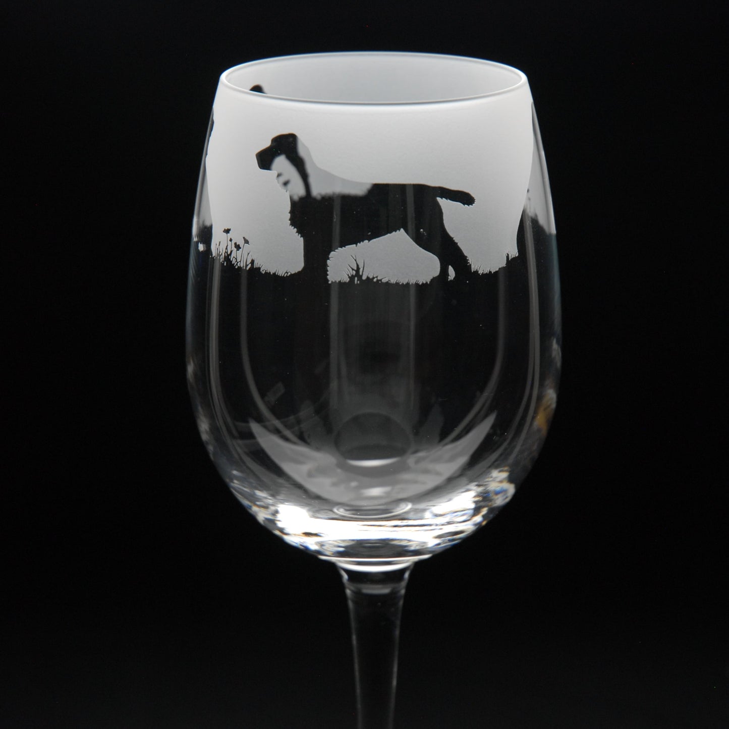 Springer Spaniel Dog Crystal Wine Glass - Hand Etched/Engraved Gift