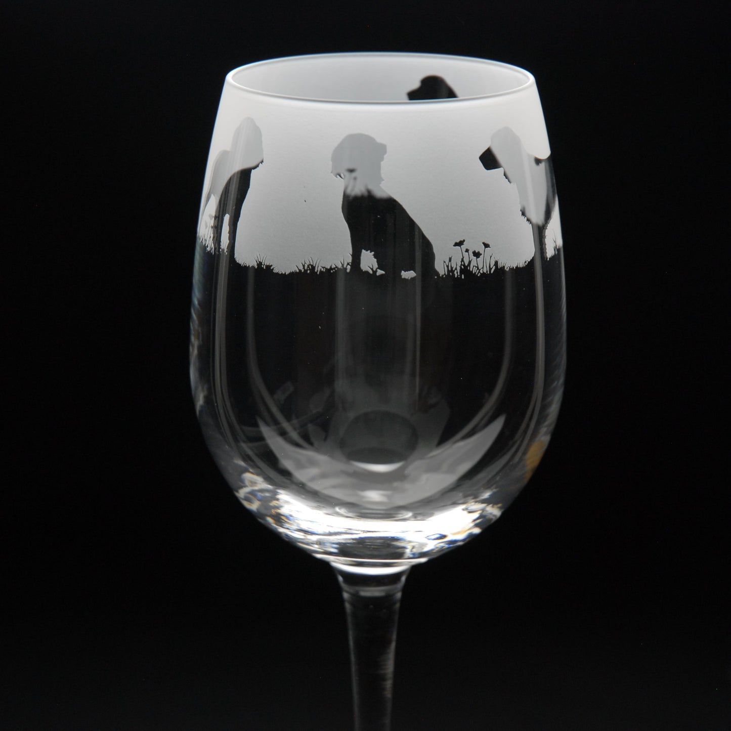 Springer Spaniel Dog Crystal Wine Glass - Hand Etched/Engraved Gift