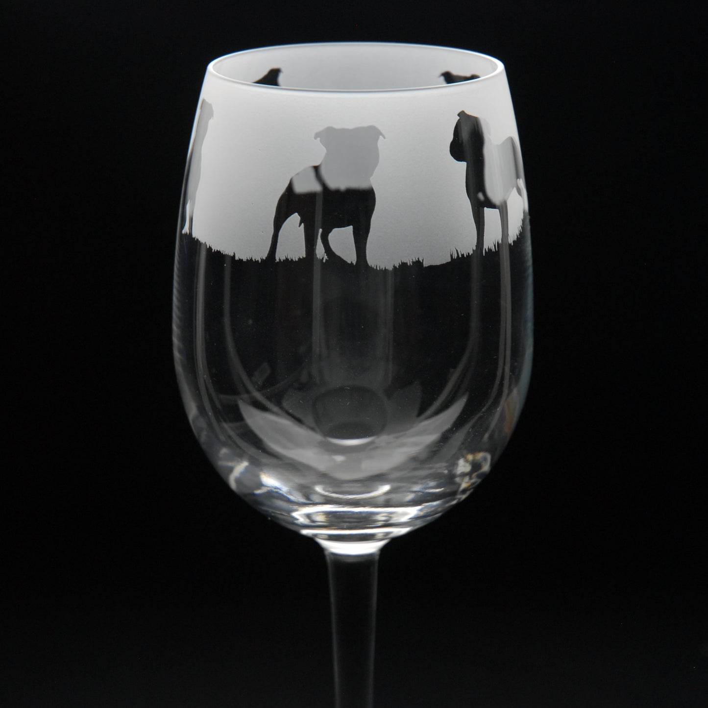 Staffy Dog Crystal Wine Glass - Hand Etched/Engraved Gift