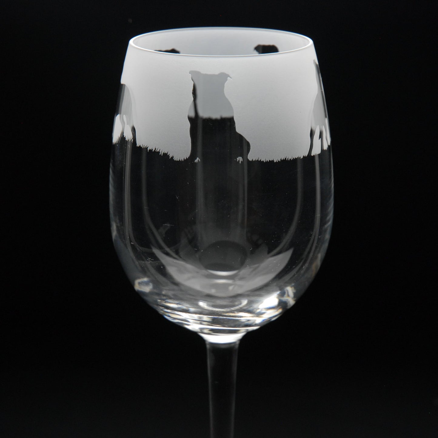 Staffy Dog Crystal Wine Glass - Hand Etched/Engraved Gift