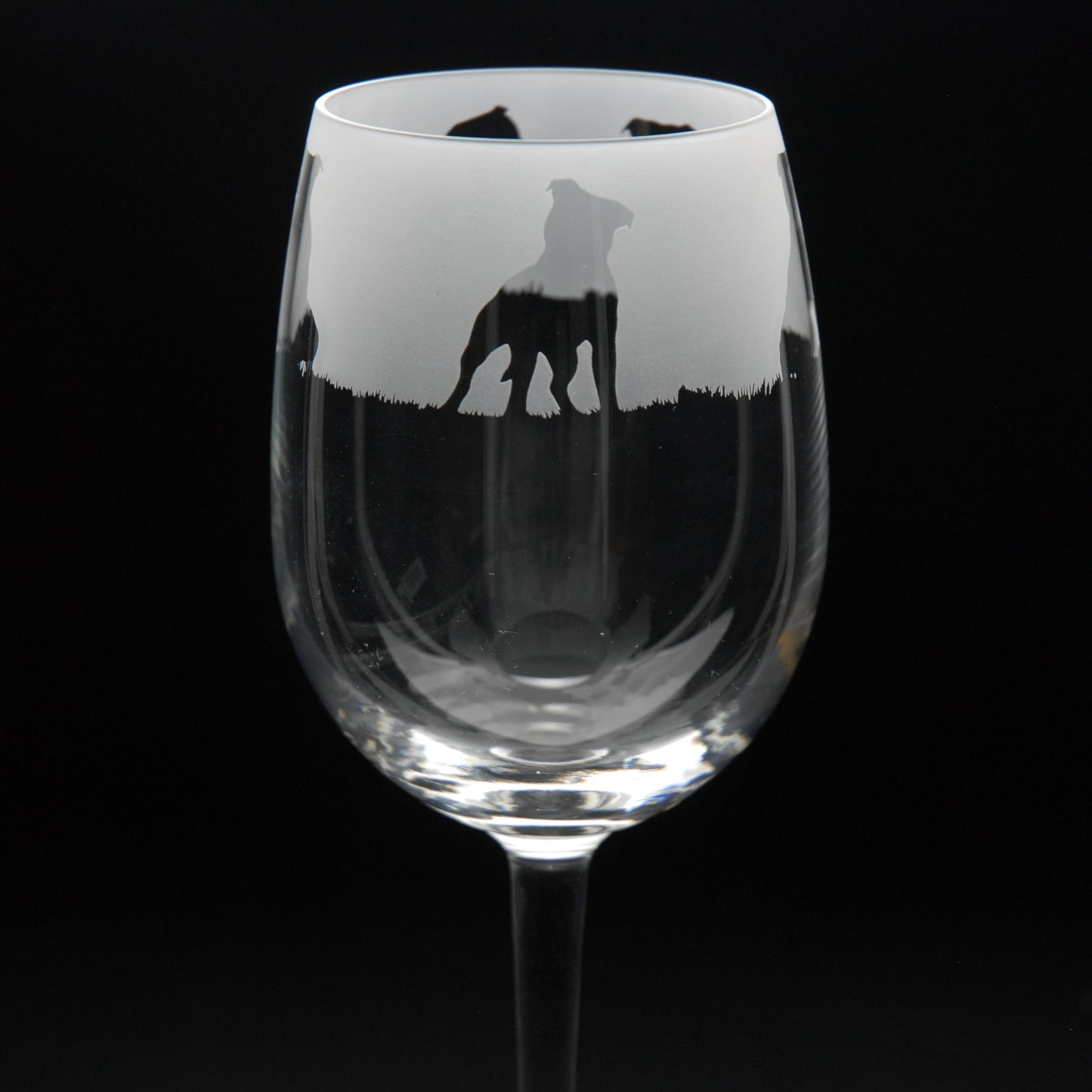 Staffy Dog Crystal Wine Glass - Hand Etched/Engraved Gift
