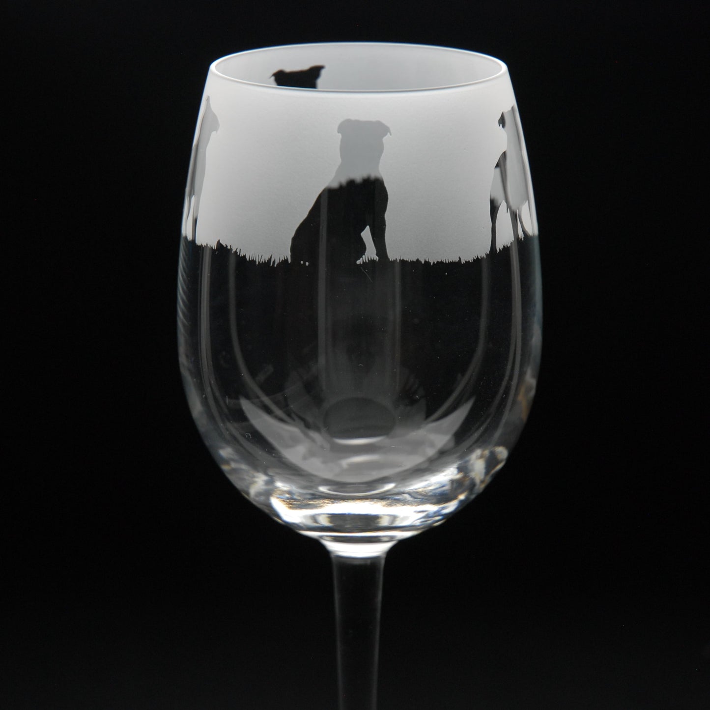 Staffy Dog Crystal Wine Glass - Hand Etched/Engraved Gift