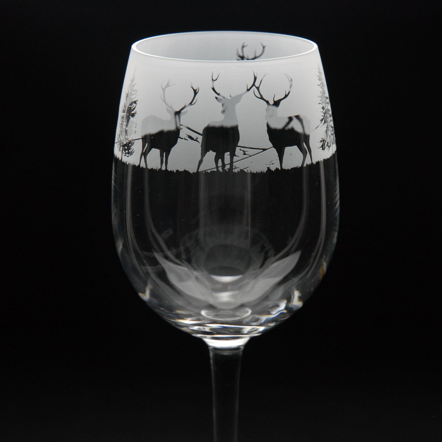 Stag Crystal Wine Glass - Hand Etched/Engraved Gift