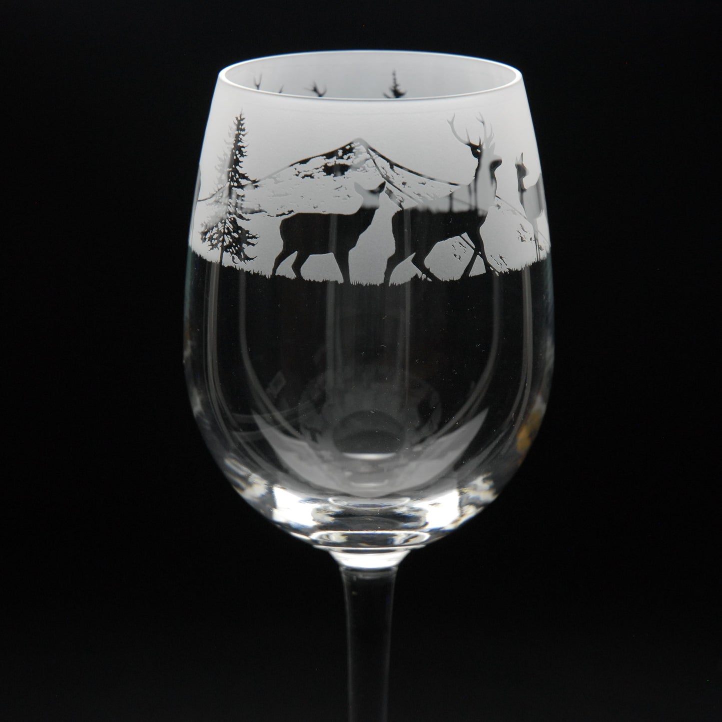 Stag Crystal Wine Glass - Hand Etched/Engraved Gift