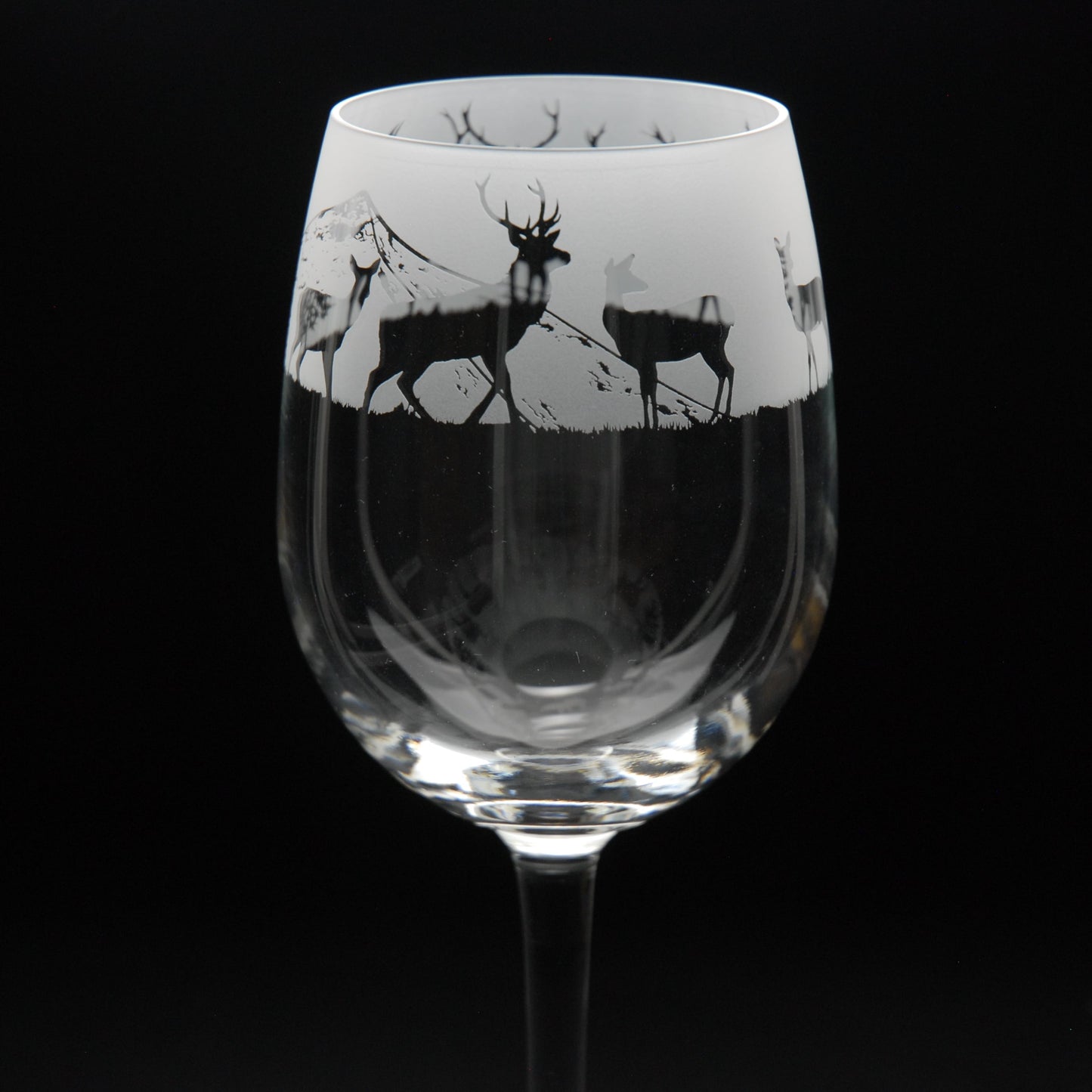 Stag Crystal Wine Glass - Hand Etched/Engraved Gift