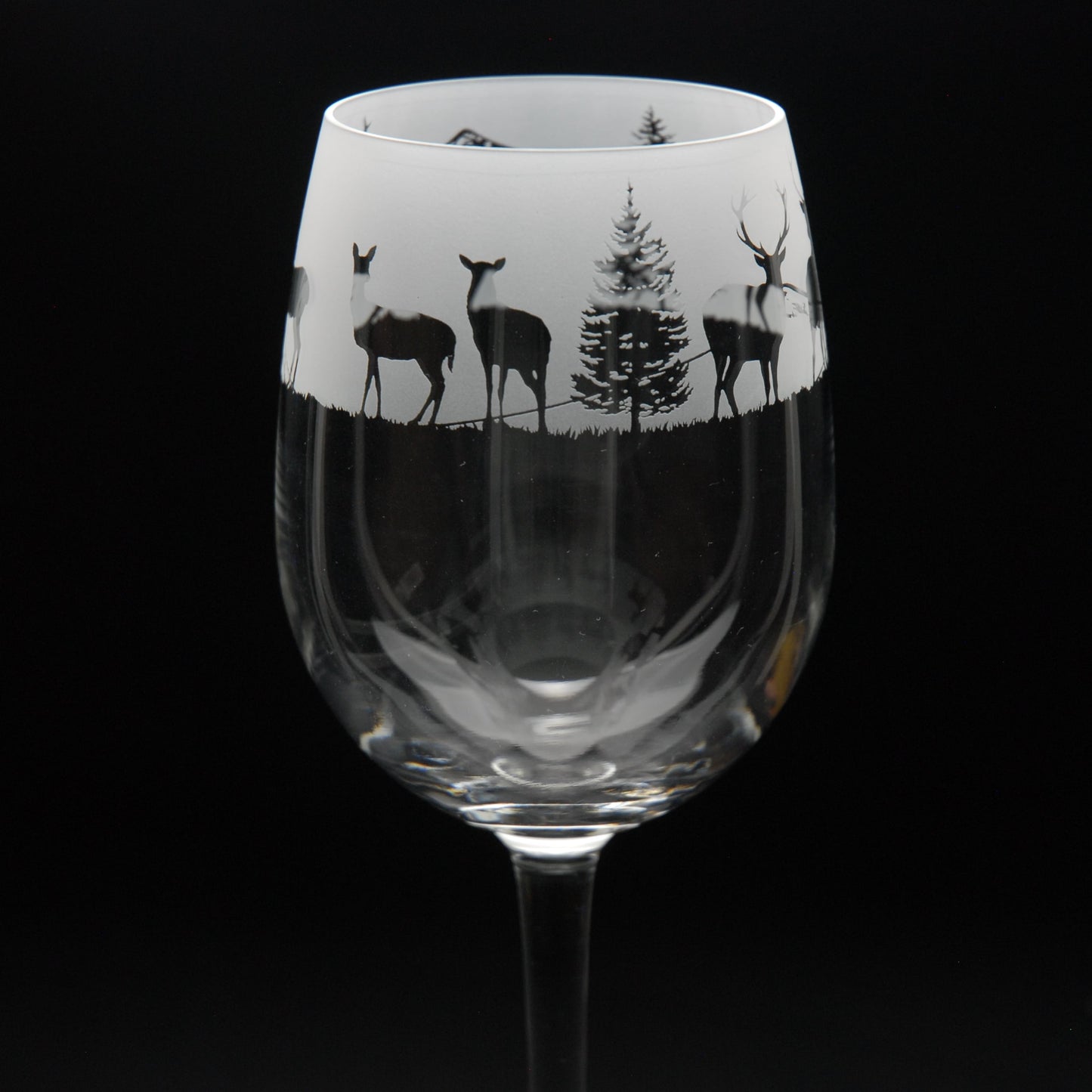 Stag Crystal Wine Glass - Hand Etched/Engraved Gift