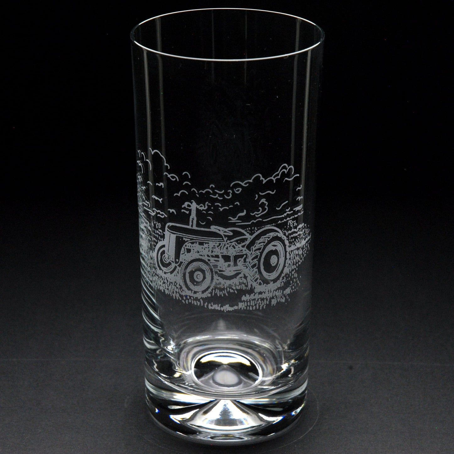Vintage and Modern Tractor Tankard Tumbler Pint Highball Glass - Hand Engraved