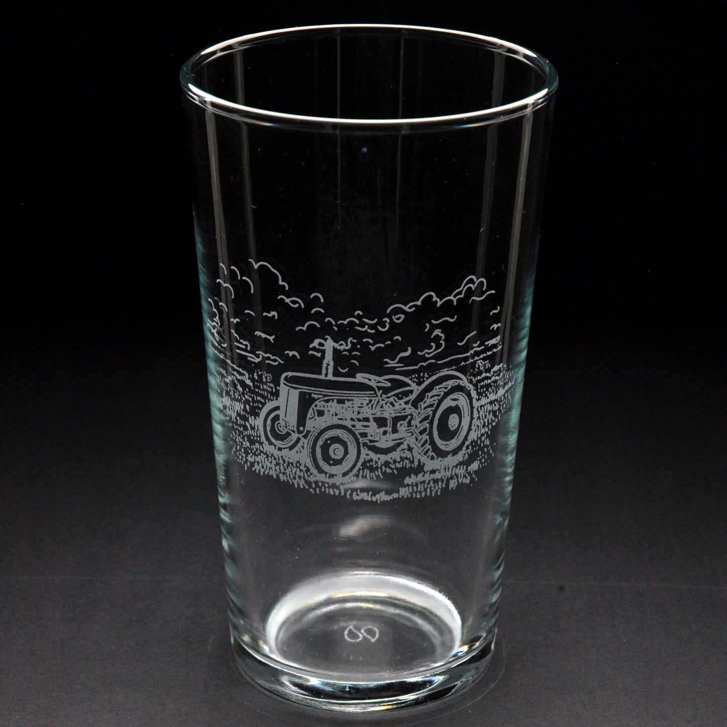 Vintage and Modern Tractor Tankard Tumbler Pint Highball Glass - Hand Engraved