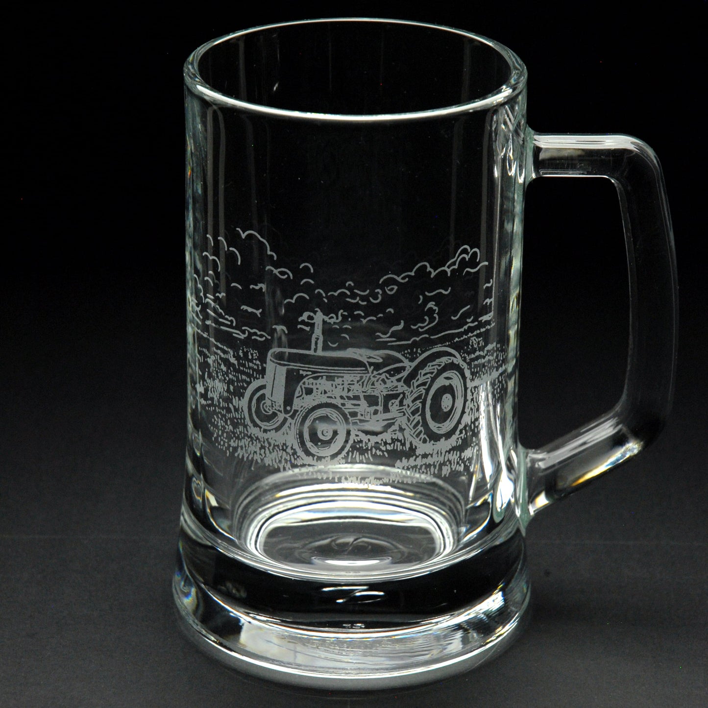 Vintage and Modern Tractor Tankard Tumbler Pint Highball Glass - Hand Engraved
