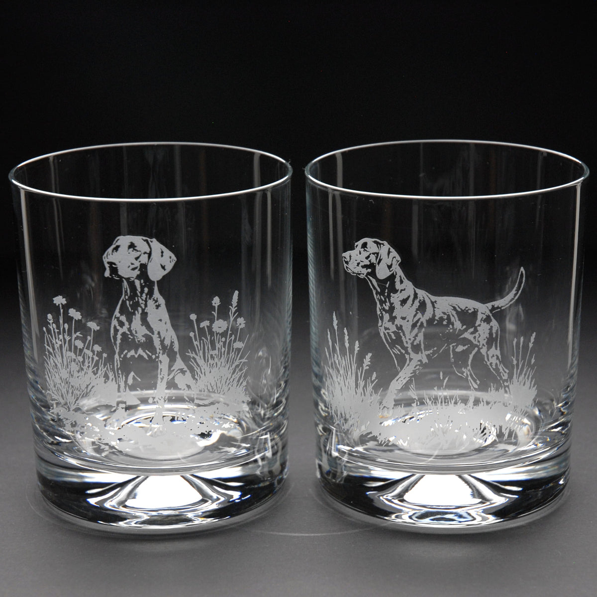 Weimaraner Dog Whiskey Tumbler Glass - Hand Etched/Engraved Gift