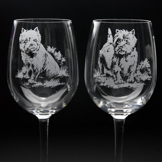 Westie Dog Crystal Wine Glass - Hand Etched/Engraved Gift