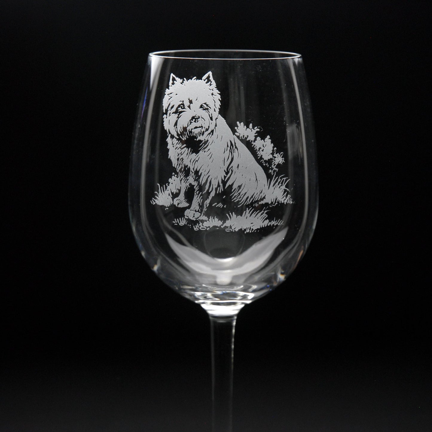 Westie Dog Crystal Wine Glass - Hand Etched/Engraved Gift