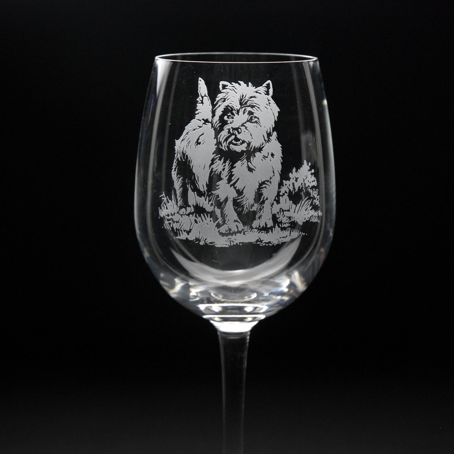 Westie Dog Crystal Wine Glass - Hand Etched/Engraved Gift