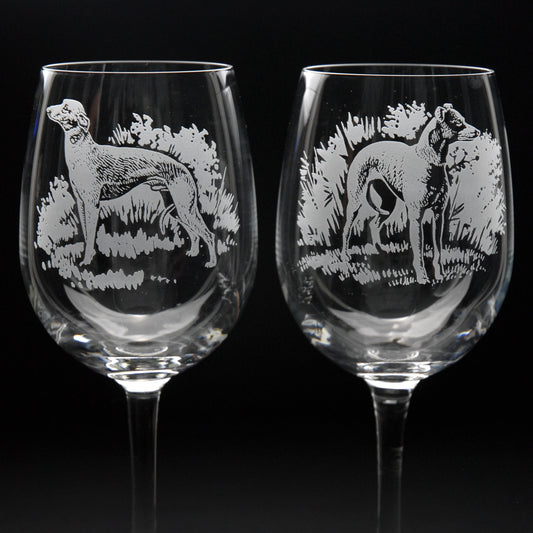 Whippet Dog Crystal Wine Glass - Hand Etched/Engraved Gift