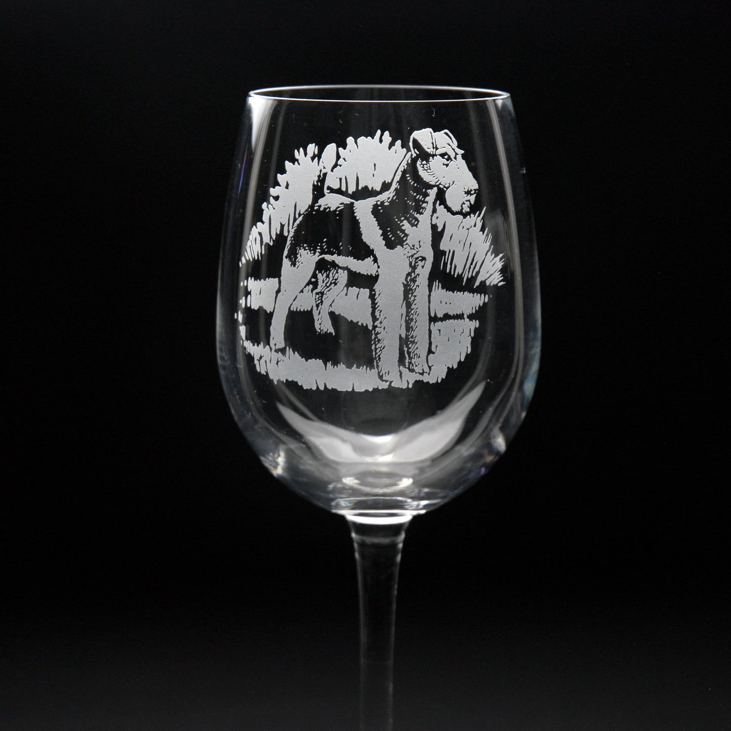 Wire Fox Terrier Dog Crystal Wine Glass - Hand Etched/Engraved Gift