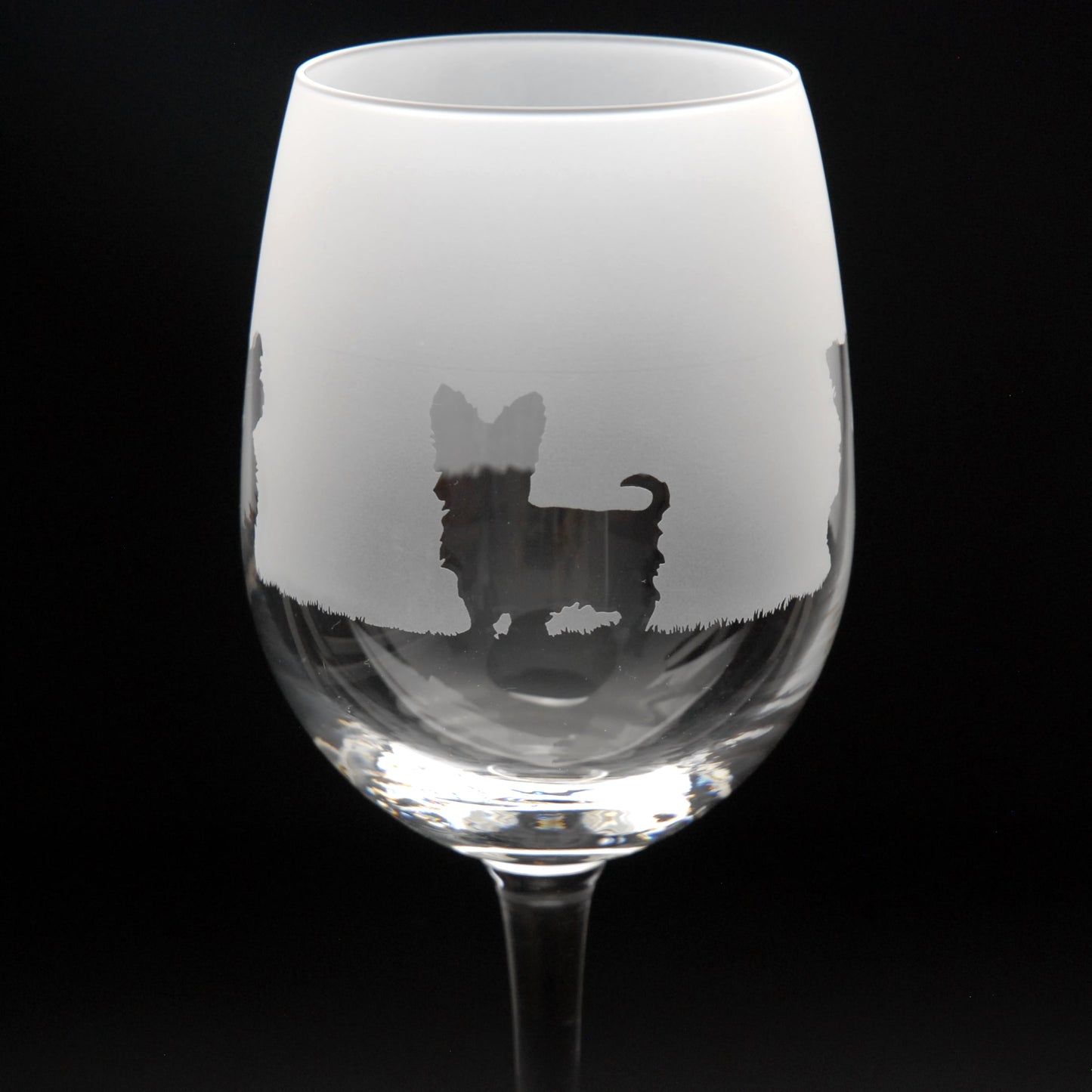 Yorkie Dog Crystal Wine Glass - Hand Etched/Engraved Gift