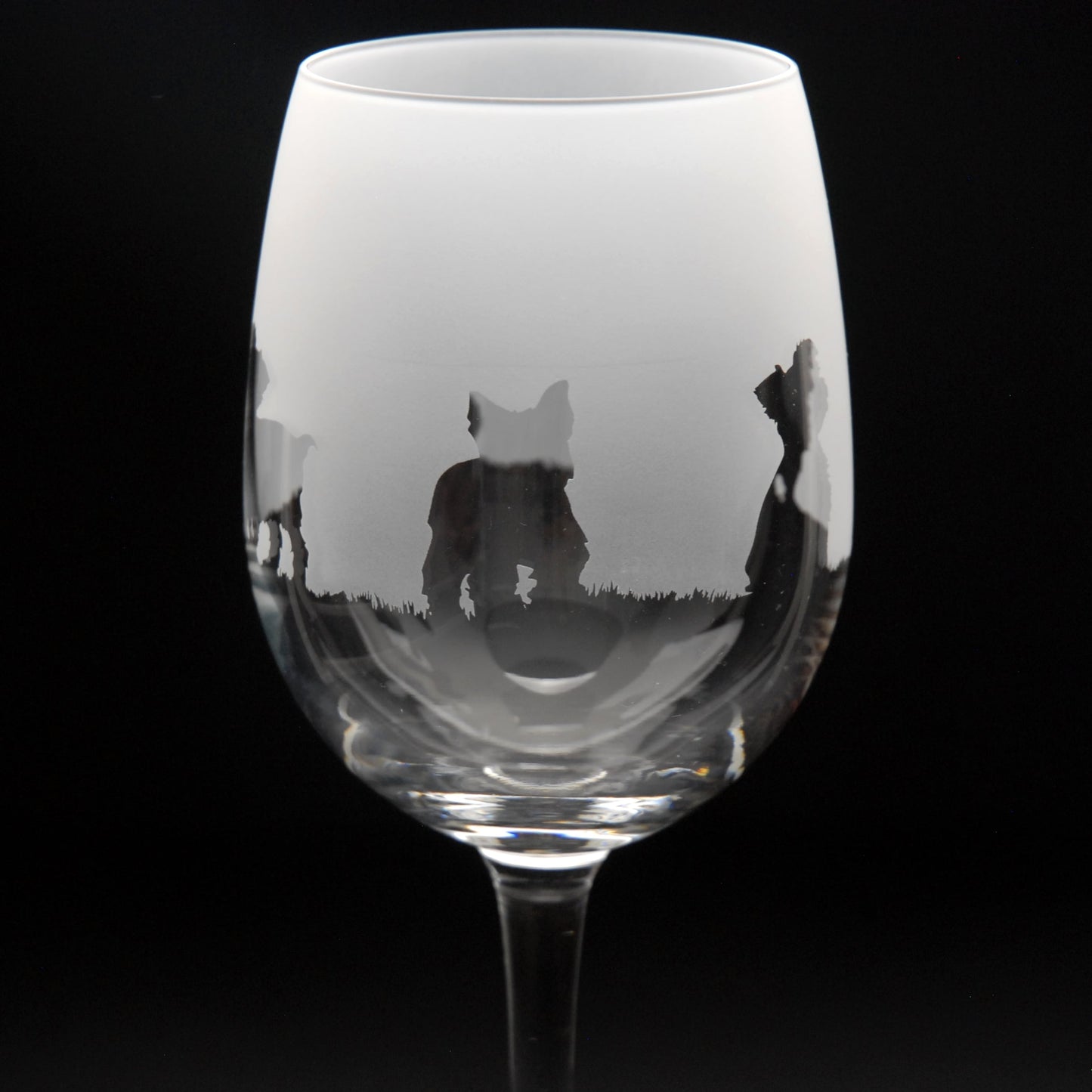 Yorkie Dog Crystal Wine Glass - Hand Etched/Engraved Gift