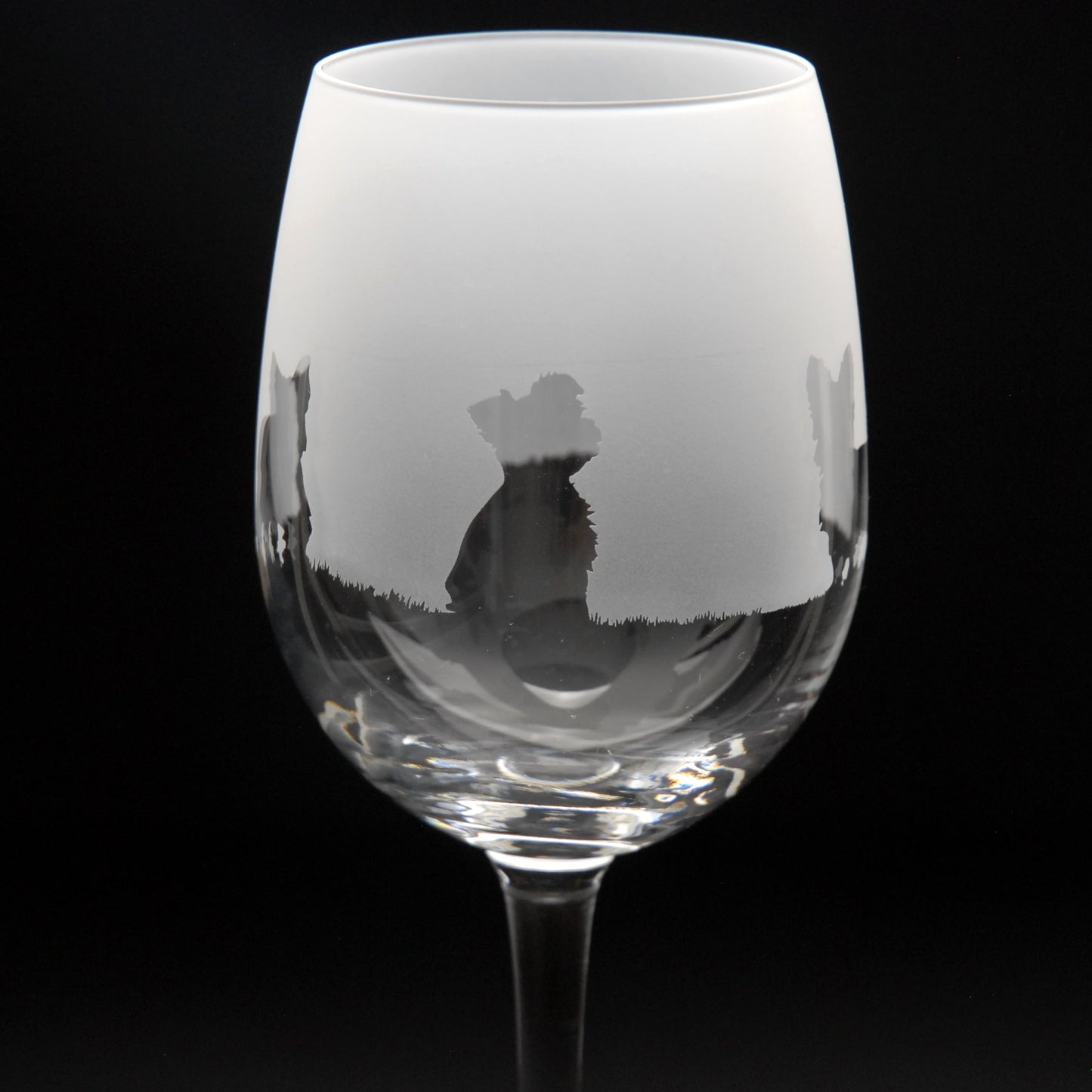 Yorkie Dog Crystal Wine Glass - Hand Etched/Engraved Gift