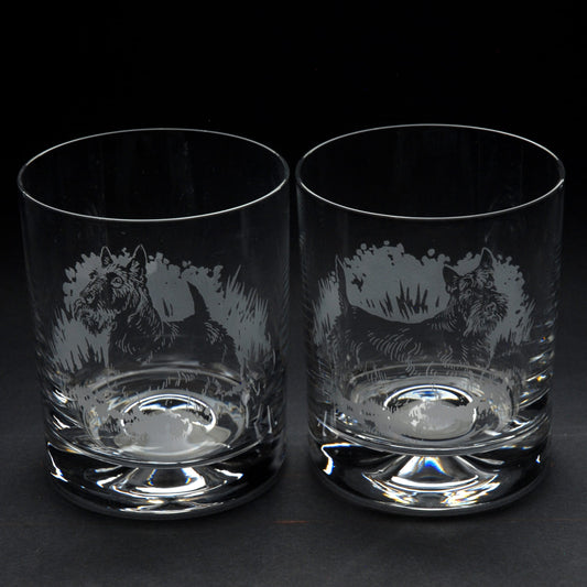 Scottish Terrier Dog Whiskey Tumbler Glass - Hand Etched/Engraved Gift