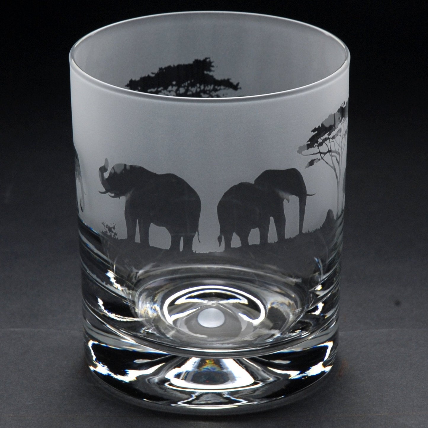 Elephant Whiskey Tumbler Glass - Hand Etched/Engraved Gift