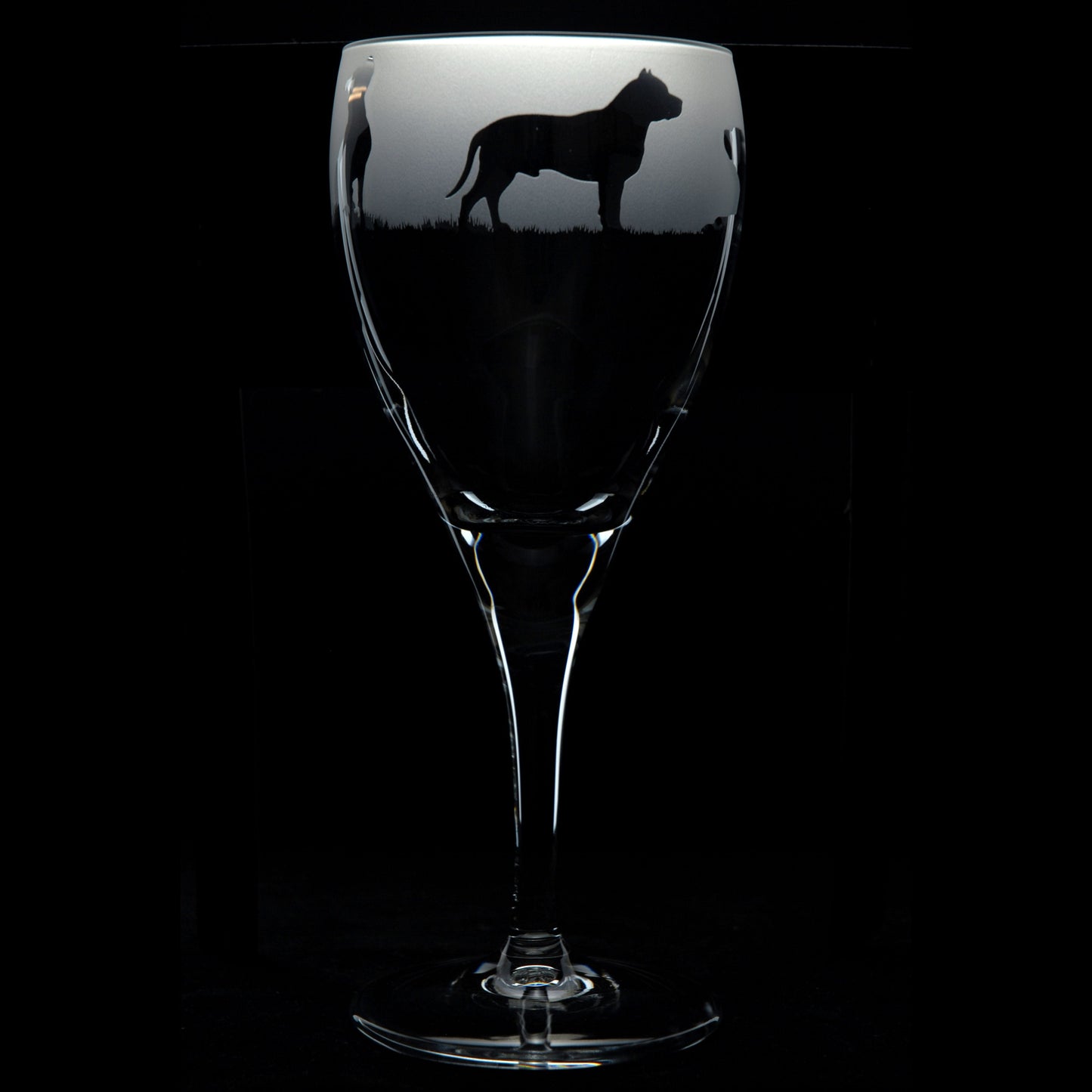 Pitbull Dog Crystal Wine Glass - Hand Etched/Engraved Gift