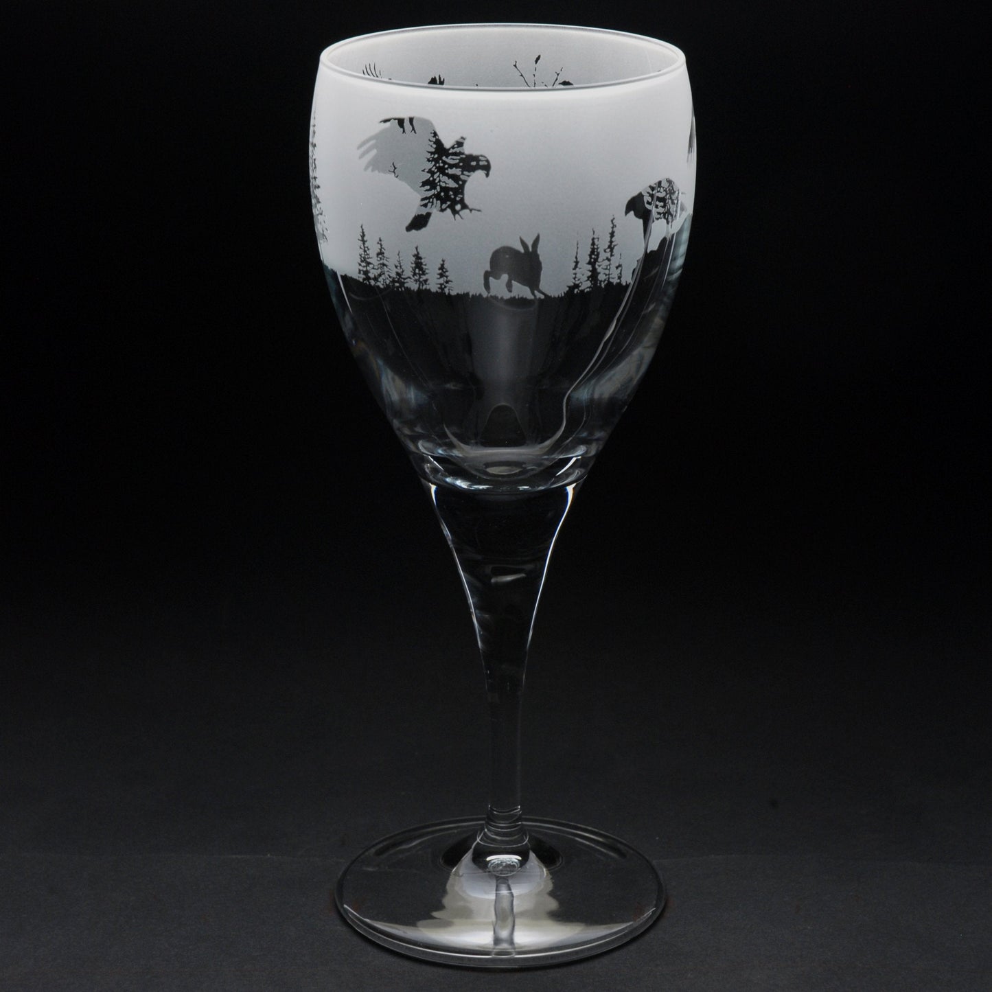 Golden Eagle Crystal Wine Glass - Hand Etched/Engraved Gift