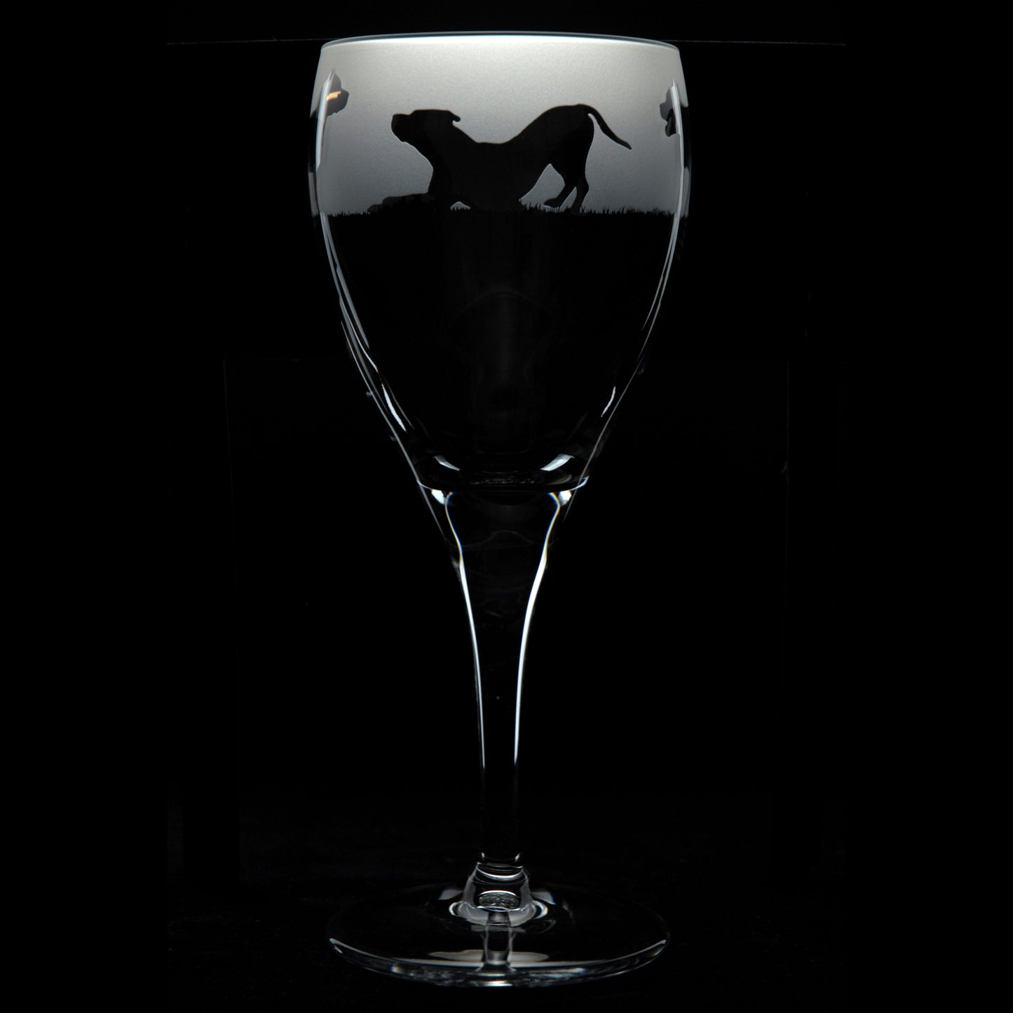 Pitbull Dog Crystal Wine Glass - Hand Etched/Engraved Gift