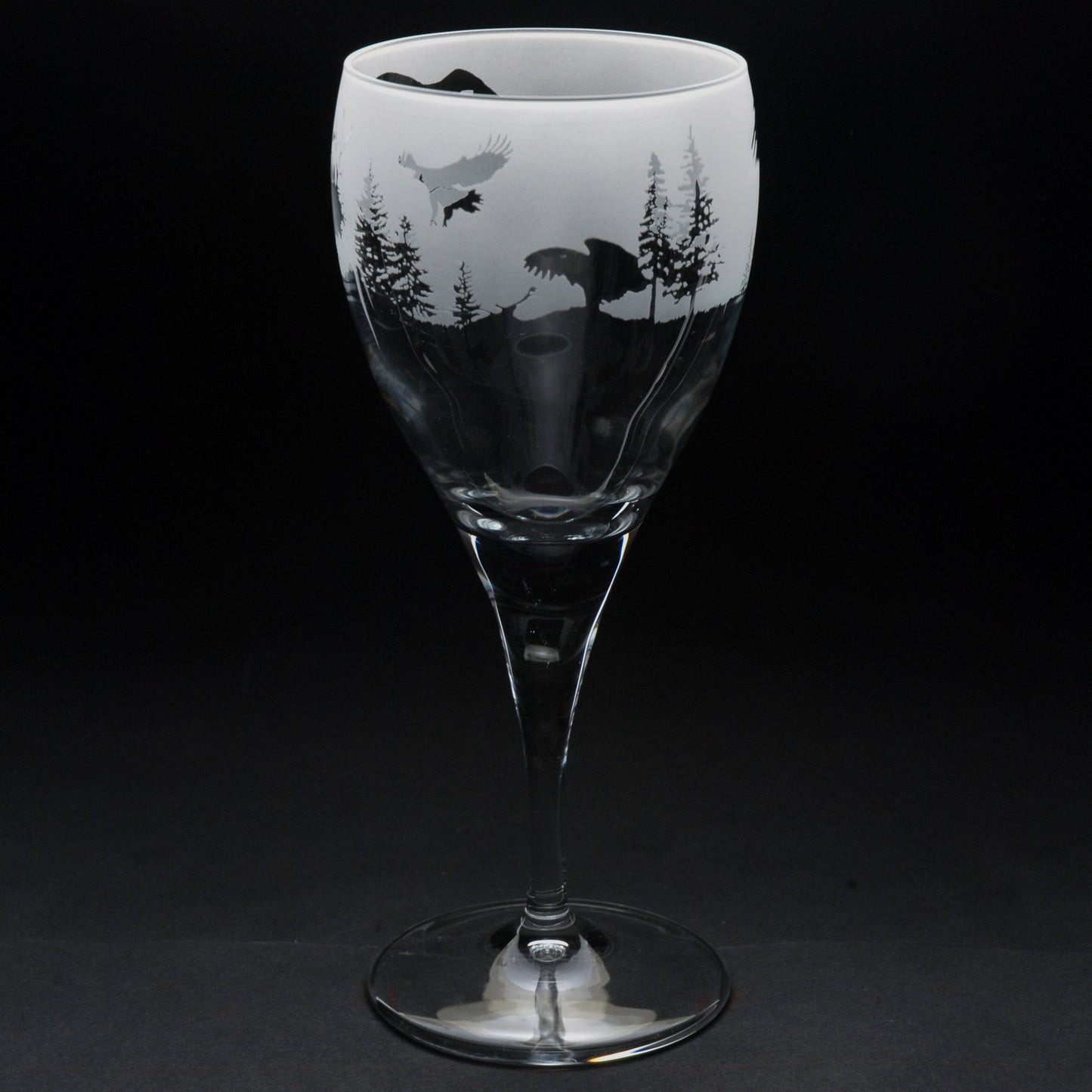 Golden Eagle Crystal Wine Glass - Hand Etched/Engraved Gift