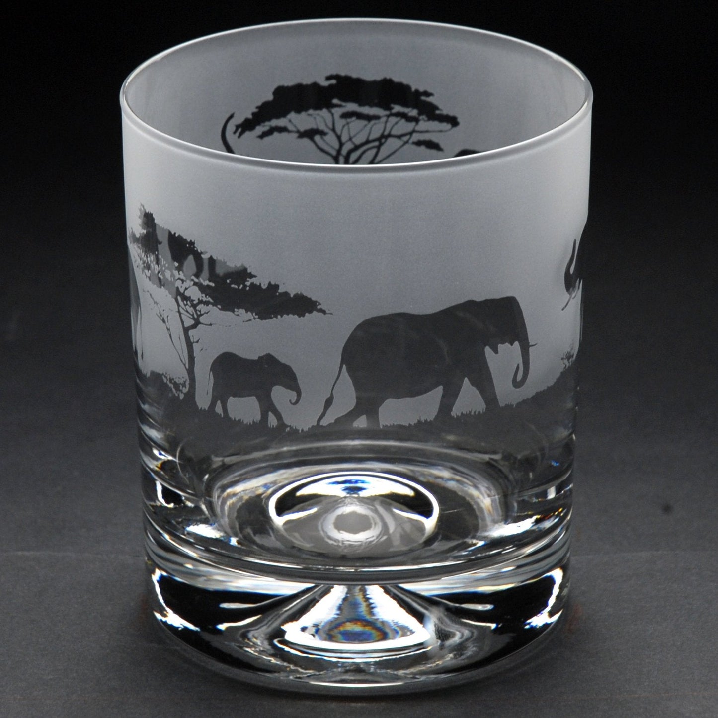 Elephant Whiskey Tumbler Glass - Hand Etched/Engraved Gift