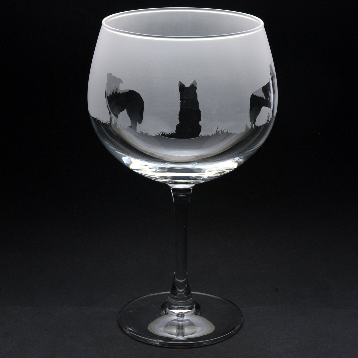 Border Collie Dog Gin Cocktail Glass - Hand Etched/Engraved Gift